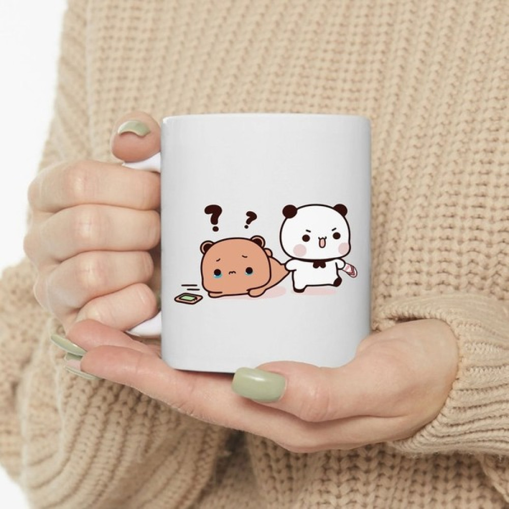 Bexdore Sevimli Bubu ve Dudu Kahve Kupa, Ayı Seramik Kupa, Panda Ayı Kupası,ingilizce Kupa - Beyaz - 300 ml Fincan / Bardak / Kahve Takımı Fiyatı