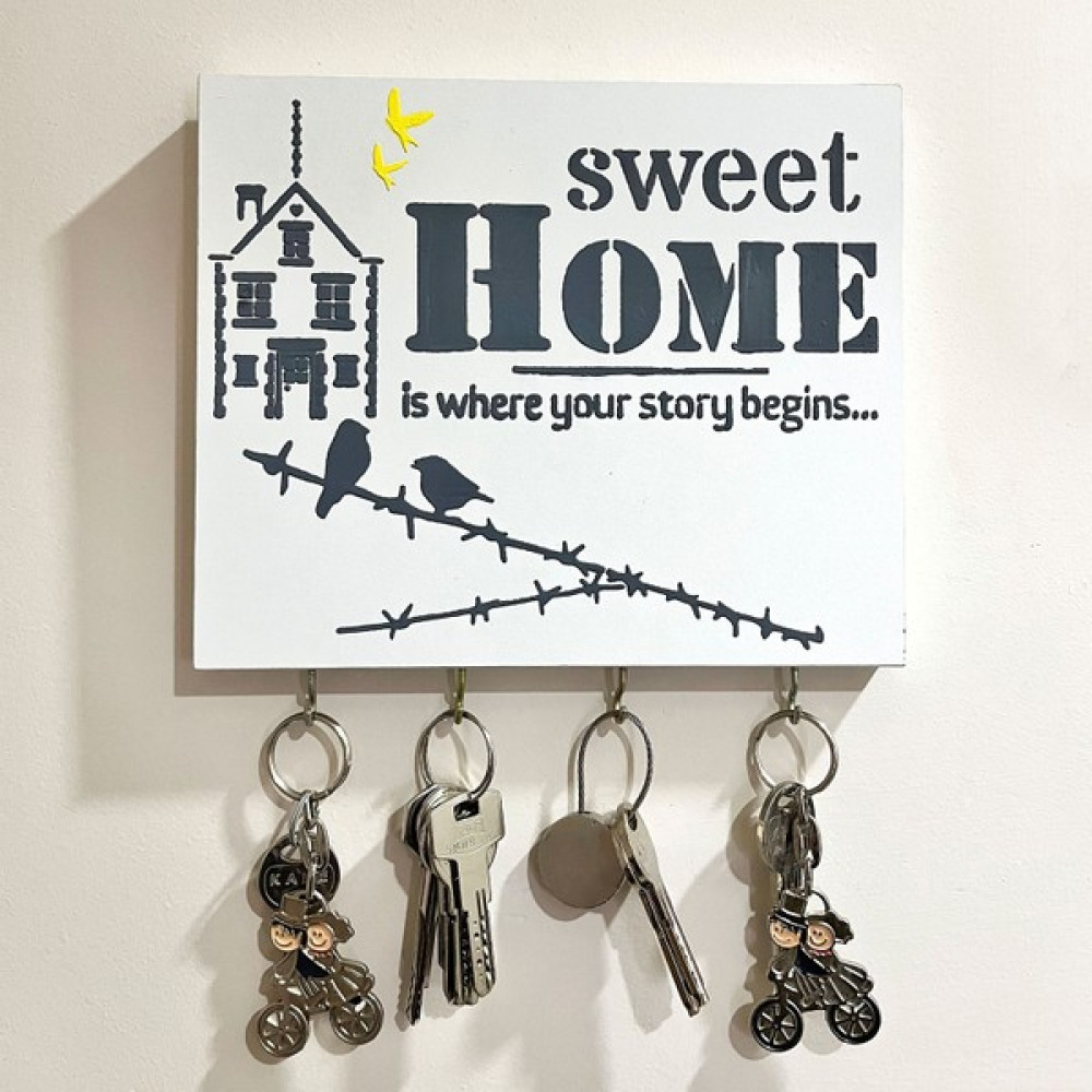 Beyaz Ahşap Anahtarlık Askılığı Beyaz Anahtar Asacağı Duvar Askılığı Dekoratif Askılık 23X19 cm Eşya Saklama / Düzenleme Fiyatı