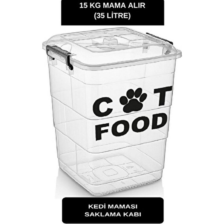 Beyaz Deembro Kedi Mama Saklama Kabı 15 kg Kapasite Plastik Kuru Mama Saklama Kutusu Eşya Saklama / Düzenleme Fiyatı