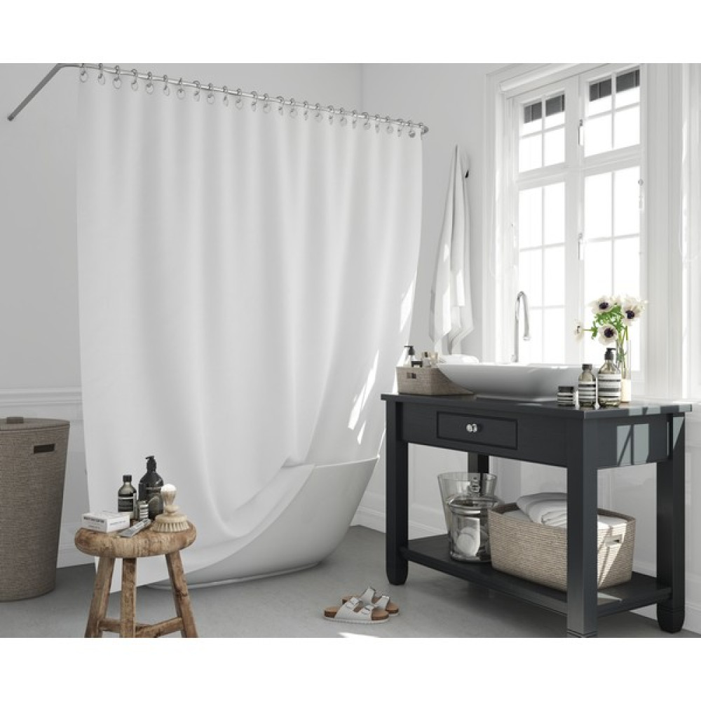 Beyaz Duş Perdesi-Polyester Kumaş Düz Renk Banyo Perdeleri, 180X200CM Küf Tutmaz Banyo Perdesi - 180 x 200 cm Duş / Banyo Perdesi Fiyatı