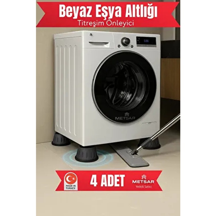 Beyaz Eşya Altlığı Ayağı 4 Adet Çamaşır Bulaşık Makinası Buzdolabı Yükseltici Titreşim Önleyici - Antrasit Buzdolapları Fiyatı