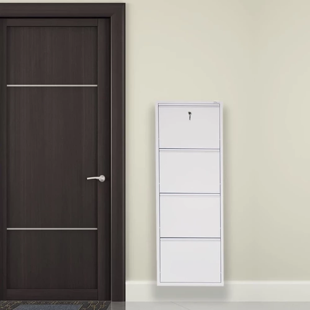 Beyaz Kilitli Metal Ayakkabilik Mac4 - 4 Kapakli - 50X15x136 H Ayakkabılık Fiyatı