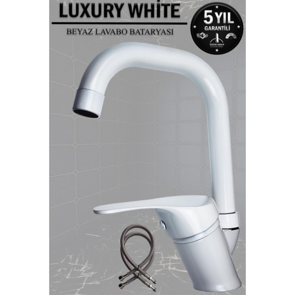 Beyaz Lavabo Bataryası Banyo El Yıkama Musluğu Çift Girişli Lüks Lavabo Musluğu Musluk Armatür Wc Bataryalar Fiyatı