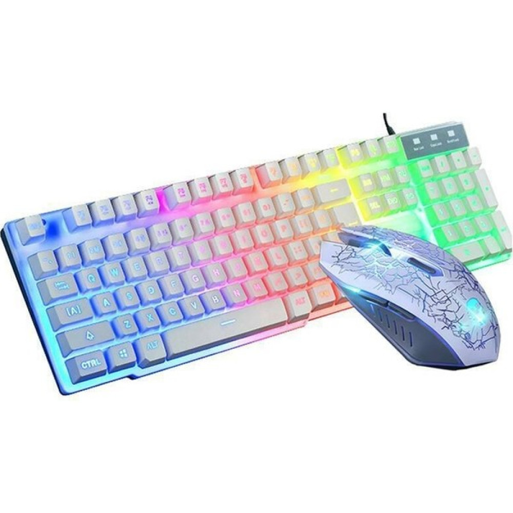 (Beyaz) Oyun Klavyesi ve fare Seti Gökkuşağı LED USB Pc Dizüstü Xbox Ps4 Için Işıklı - Beyaz Klavye - Mouse Fiyatı