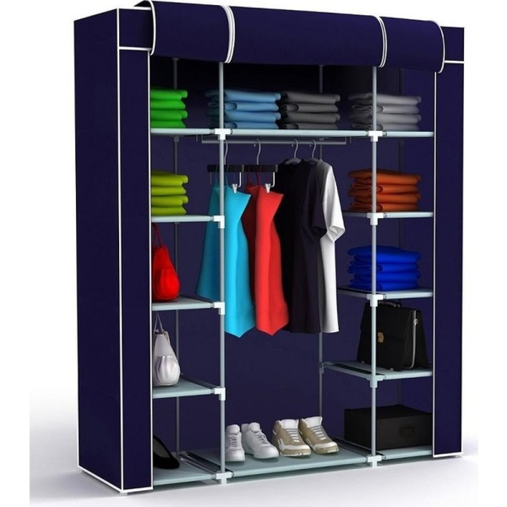 Beyaz Pazar Bez Dolap Pls.profilli 12 Raf + 60 Cm. Askı Portatif Dolap Lacivert Gardrop & Dolap Fiyatı