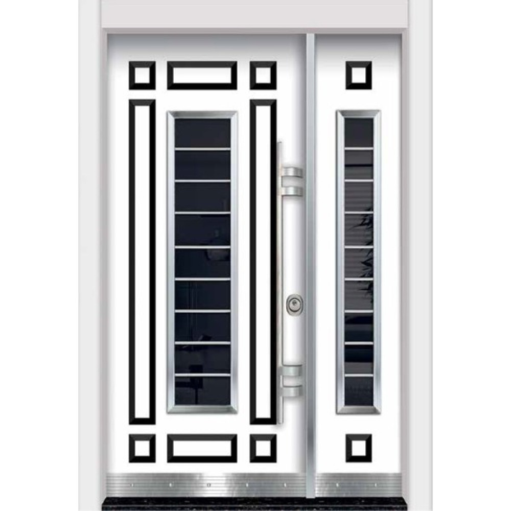 Beyaz Renk Kabartmalı Model Daire Giriş Kapısı, Hidrolik ve Bas-Aç Sistemli Çelik Kapı , Villa Kapısı Oto, Bahçe, Yapı Market Fiyatı