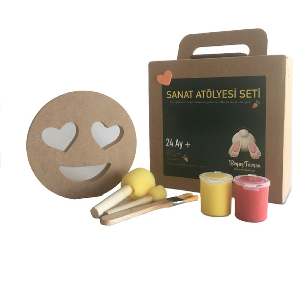 Beyaz Tavşan Oyun Evi Ahşap Boyama Seti - Kalpli Emoji Bebek Oyuncakları Fiyatı