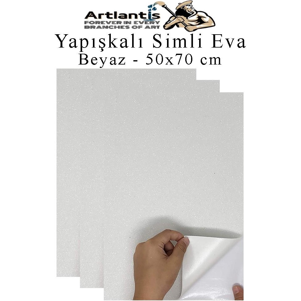Beyaz Yapışkanlı Simli Eva 50X70 cm 3 Adet Simli Yapışkanlı Eva Süngeri Okul Kreş Anasınıfı Elişi Etkinlikleri Hobi - Standart Not Defteri & Bloknot Fiyatı