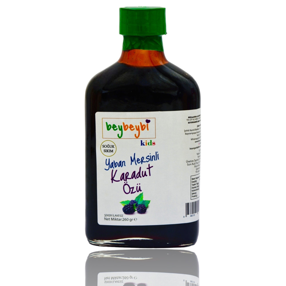 BEYBEYBİ Yaban Mersinli Karadut Özü %100 Soguk Sıkım Şeker Ilavesiz 260gr Bebek Mamaları Fiyatı