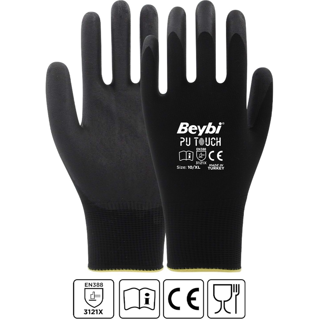 Beybi İş Eldiveni - Pu Touch - 12 Çift - 8 - Siyah Eldiven (Outdoor) Fiyatı