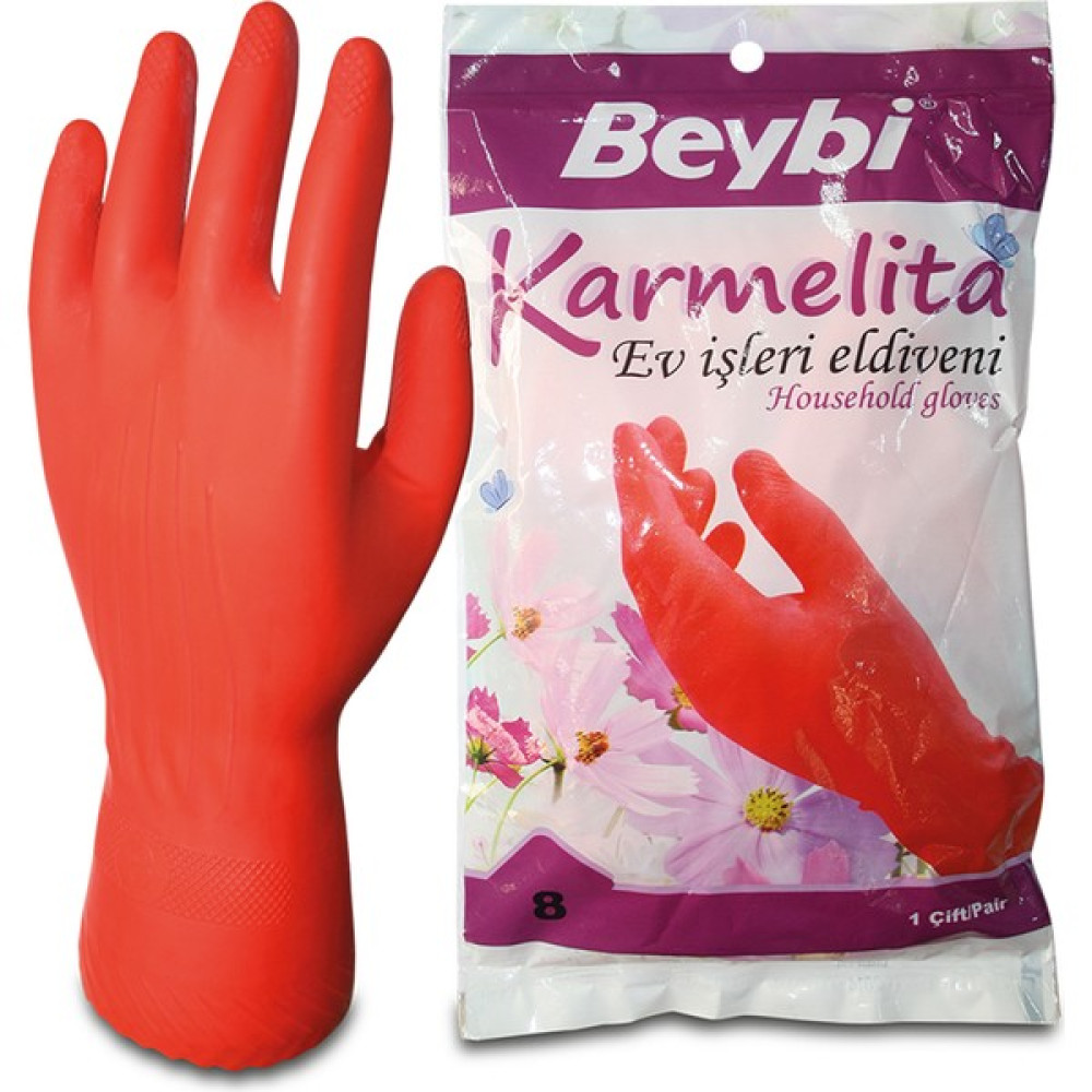 Beybi Karmelita Bulaşık Eldiveni 7,5 Beden - Kırmızı - Standart Temizlik Malzemeleri Fiyatı