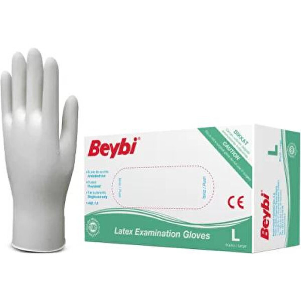 Beybi Lateks Pudralı Muayene Eldiven Large 100'lü - Beyaz - L Temizlik Malzemeleri Fiyatı