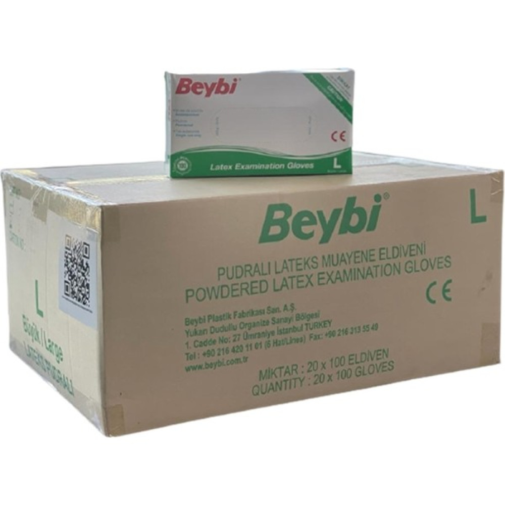 Beybi Latex Pudralı Beyaz Eldiven Large 100'lü 1 Koli 20'li Beybi Pudralı Large Koli - L Temizlik Malzemeleri Fiyatı