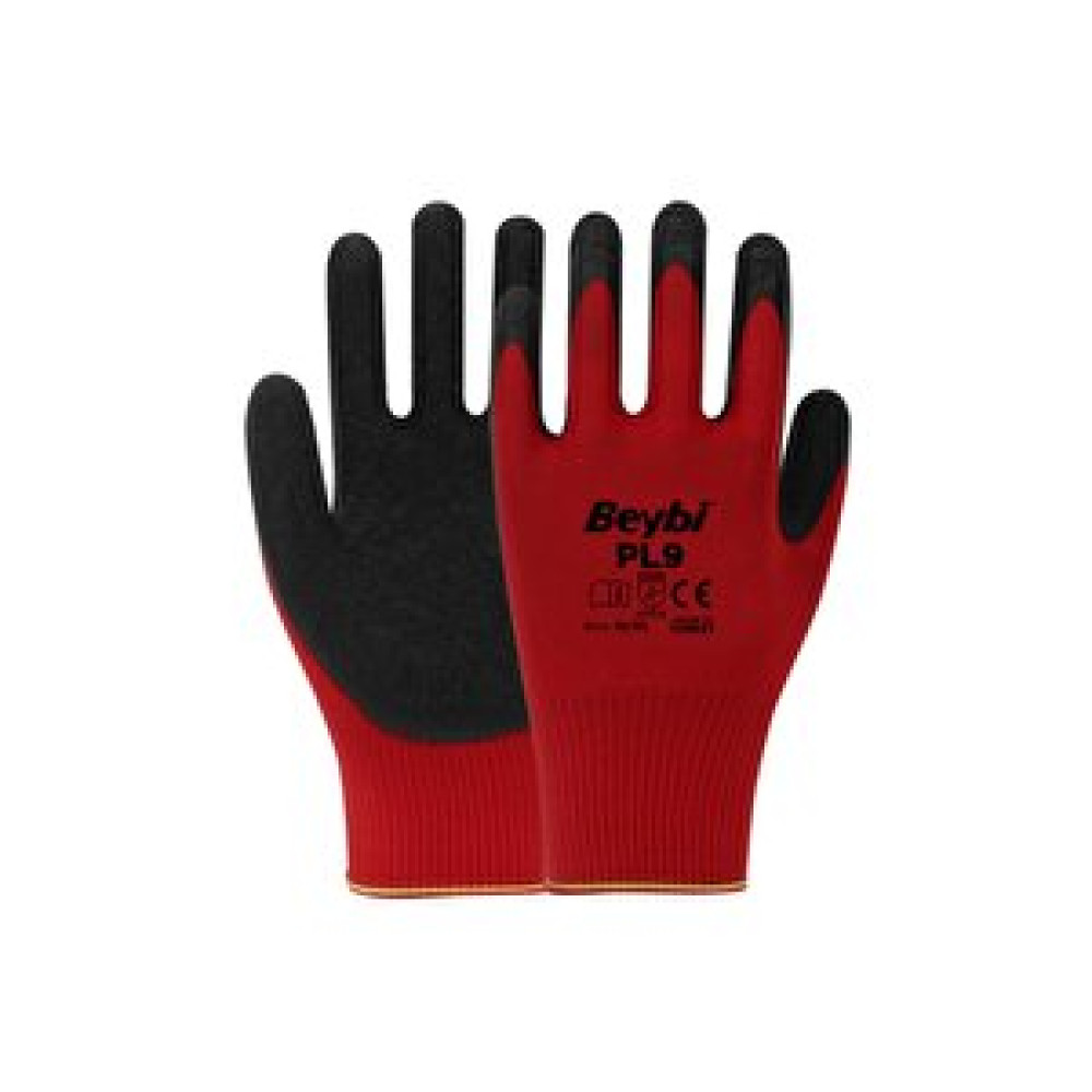 Beybi Pl9 Camcı Polyester Örme Lateks Işçi Eldiveni 9 Numara 12 Çift İş Eldiveni Fiyatı