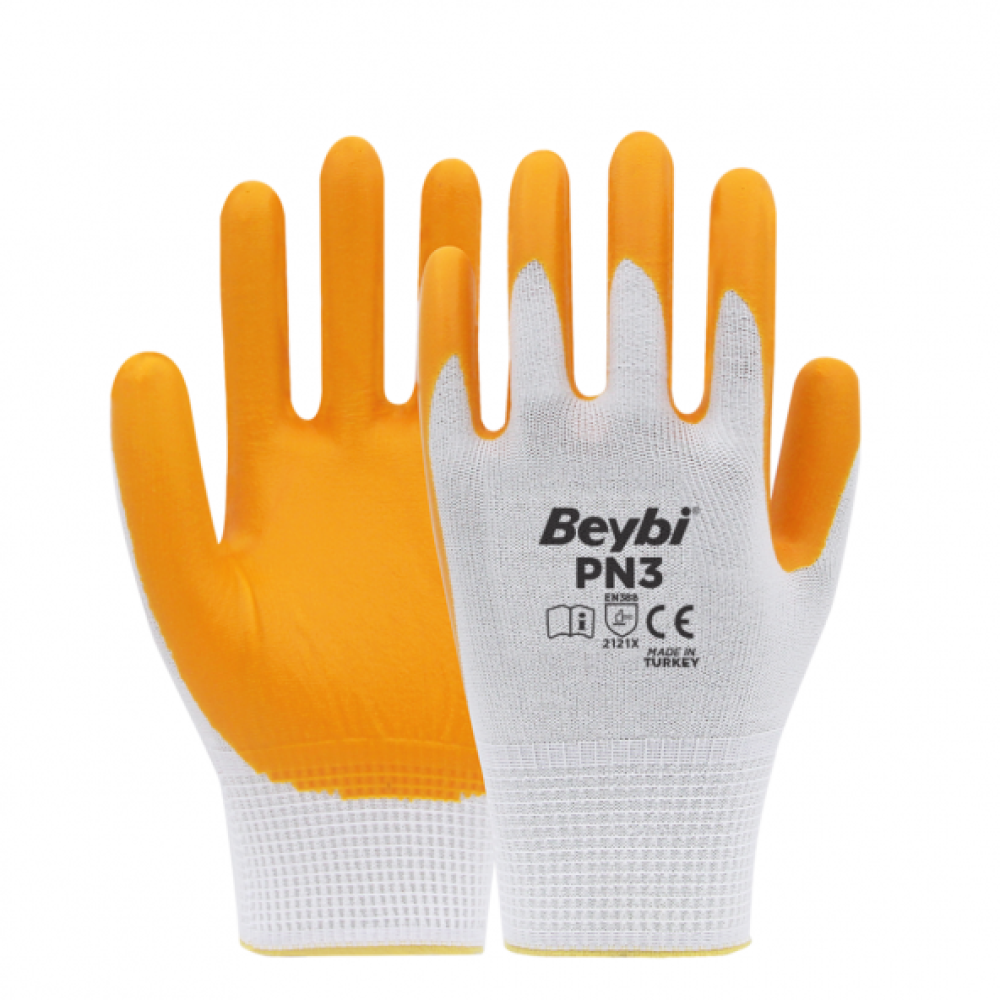 Beybi Pn3 Sari Polyester Orme Nitril Is Eldiveni 12 Cift İş Eldiveni Fiyatı