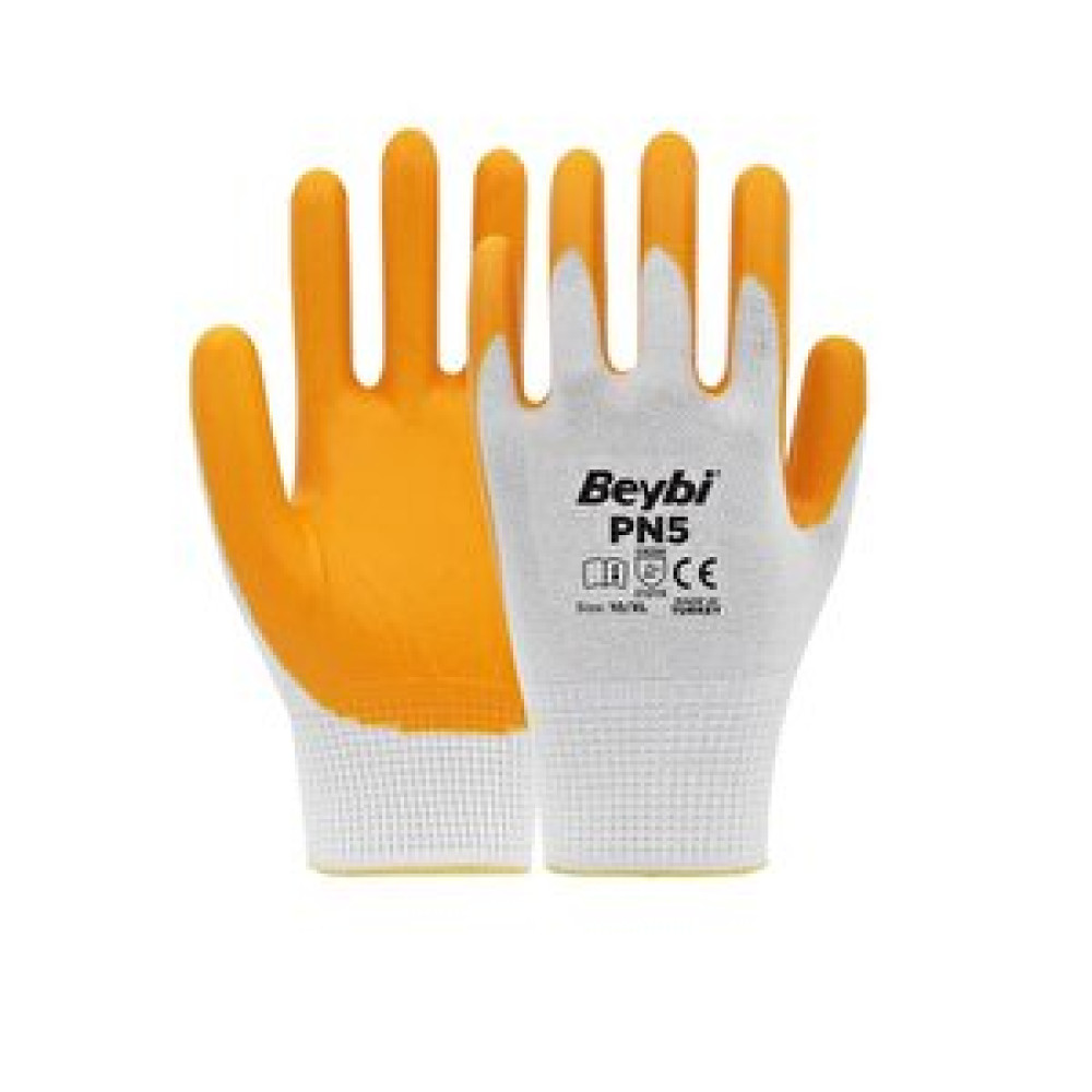 Beybi Pn5 Polyester Örme Beyaz Sarı Eldiven 10 İş Eldiveni Fiyatı