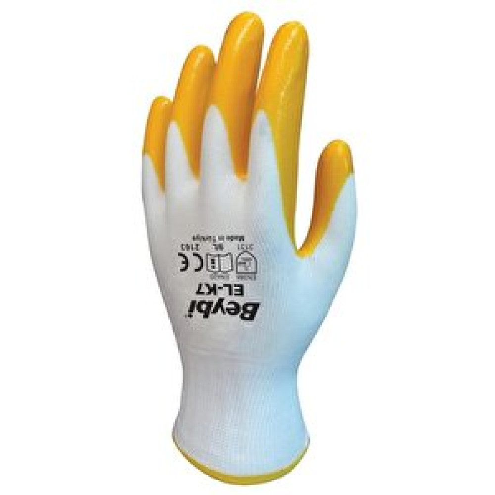Beybi Pn7 Polyester Örme Nitril Sarı Eldiven No:10 İş Eldiveni Fiyatı