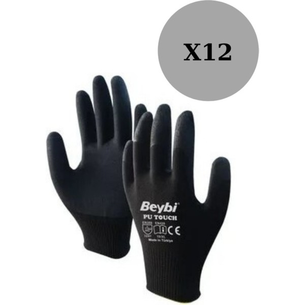 Beybi Pu Touch Poliüretan Kumaş Eldiven "l" Beden Siyah *12 Çift - L Oto Boyaları Fiyatı