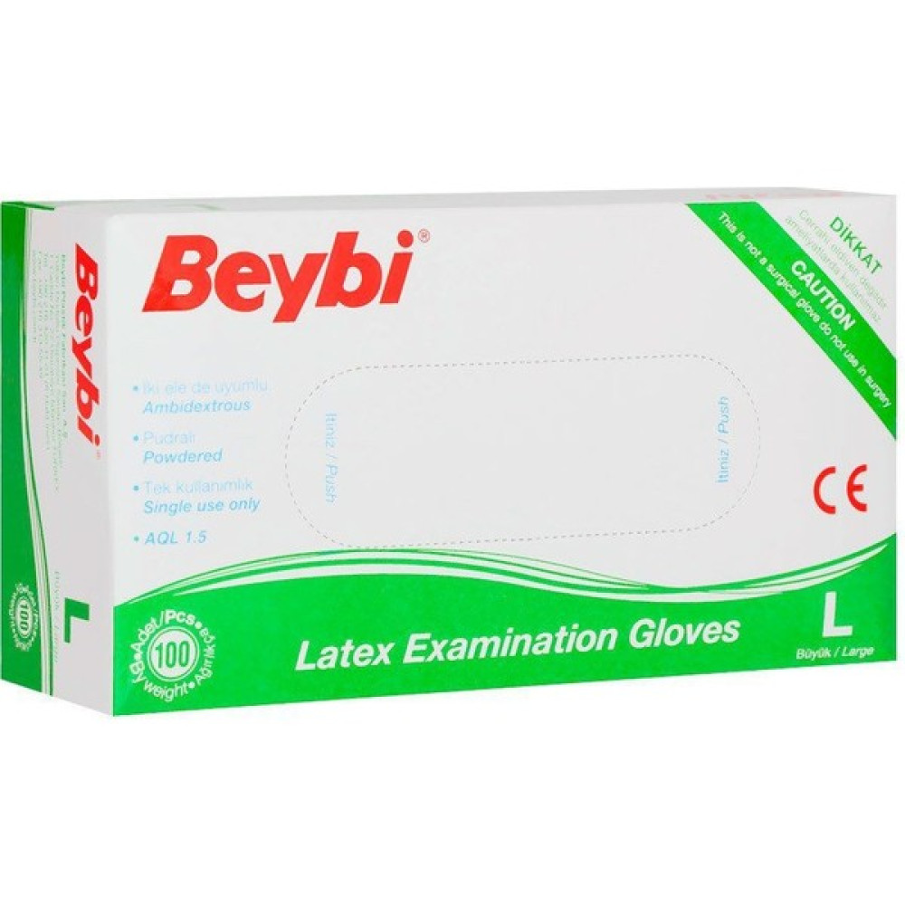 Beybi Pudralı Latex Eldiven M 100'LÜ - Beyaz - L Temizlik Malzemeleri Fiyatı