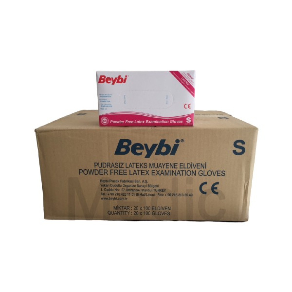 Beybi Pudrasız Lateks Eldiven 100'LÜ (Small) - 20 Paket - 1 Koli - Beyaz - S Temizlik Malzemeleri Fiyatı