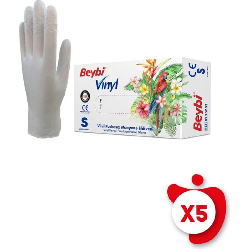 Beybi Pudrasız Vinil Eldiven S Beden Beyaz 100'lü 5 Paket Temizlik Malzemeleri Fiyatı