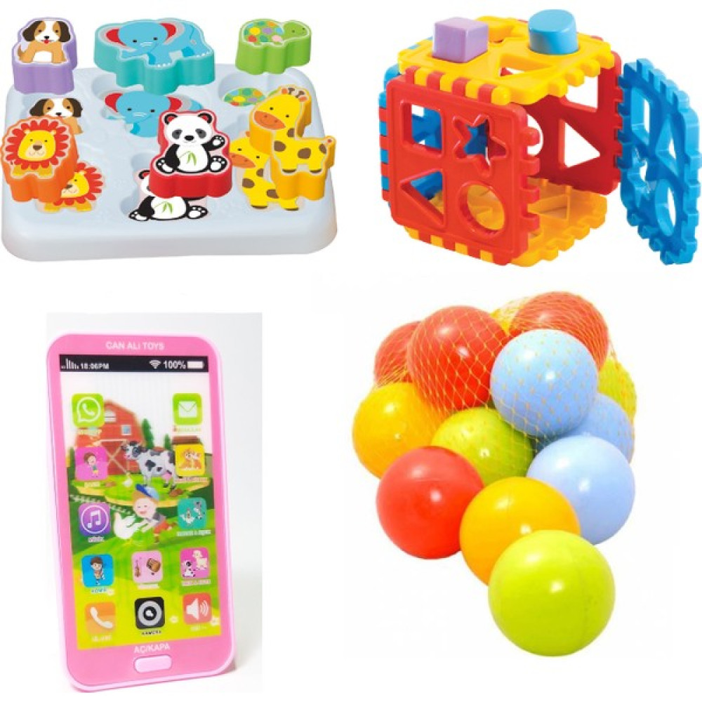 Beybisi Sevimli Hayvanlar Bultak + Puzzle Bultak + Oyuncak Cep Telefonu + 10 Adet Top - Renkli Eğitici Oyuncak Fiyatı