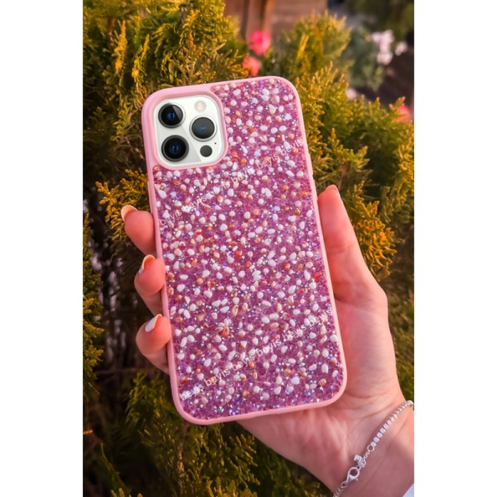 Beyis iPhone 14 Pro Uyumlu Kılıf Pürüzsüz Taş Yüzeyli Renkli Işıltılı Kapak - Pembe Cep Telefonu Kılıfı Fiyatı