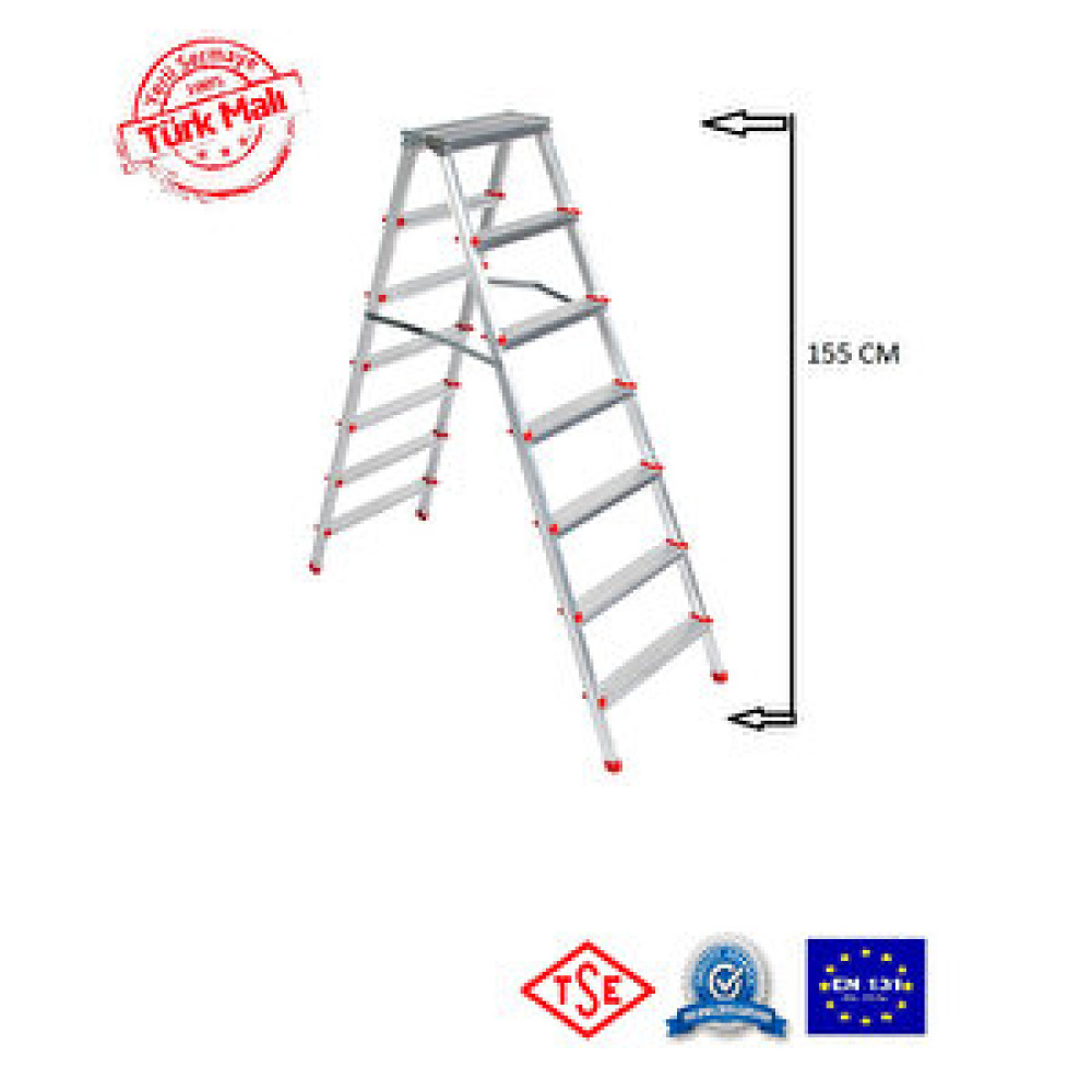 Beykon 7'li Çift Çıkışlı Alüminyum Merdiven Cc77 Merdivenler Fiyatı