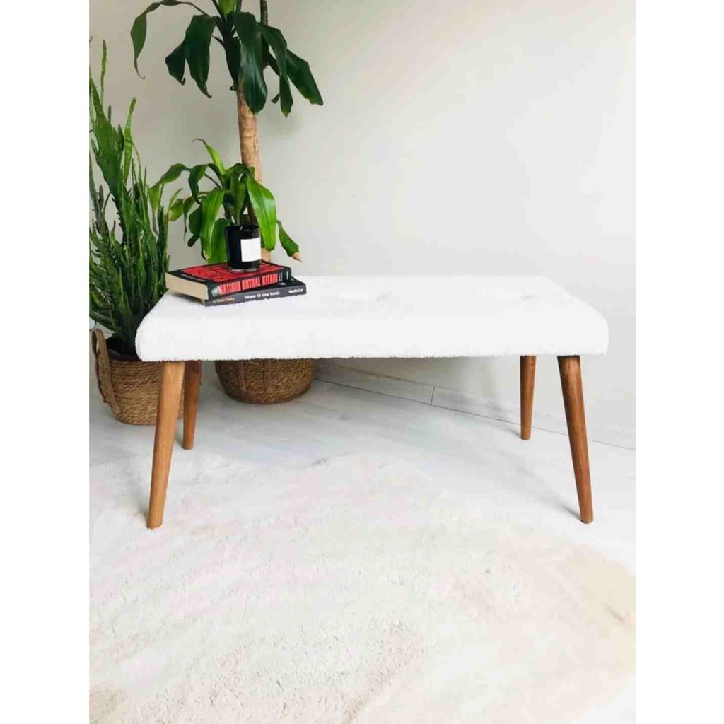 Beylerbeyi Ahşap Ayaklı Handmade Geniş Oturum Alanlı Beyaz Welsoft Kumaş Pofidik Puf Diğer Fiyatı