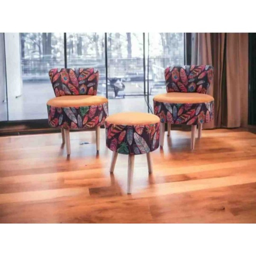 Beylerbeyi Çay Seti Ikili Koltuk Berjer ve Puf Takımı (Salon, Balkon, Ofis) 3 Lü Takım - Turuncu Tekli Koltuk & Berjer Fiyatı