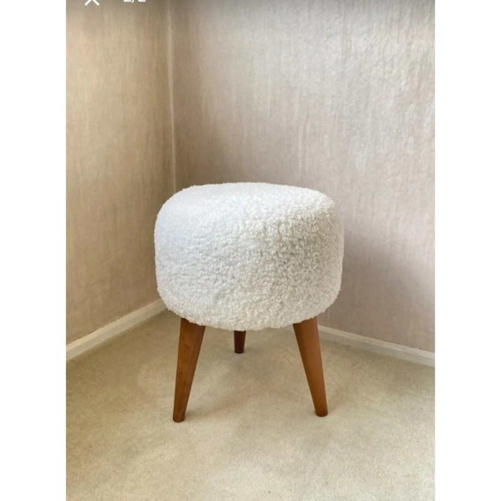 Beylerbeyi Collection Coco Puf,peluş,pofidik Yuvarlak Puf,gürgen Ayaklı Puf Fiyatı