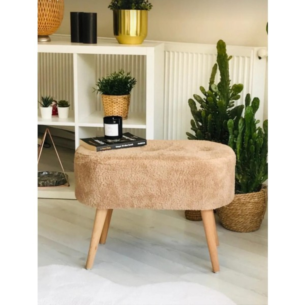 Beylerbeyi Gürgen Ahşap Ayak Welsoft Kumaş Oval Pufidik Puf Bench Tabure Sandalye - Kahverengi Oto Boyaları Fiyatı