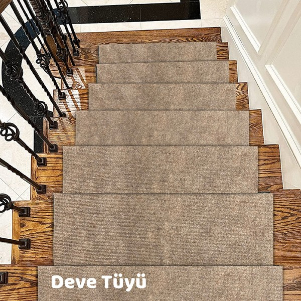 Beylini Merdiven Halısı, Halıfleks Basamak ve Merdiven Paspası Kaymaz Taban - 22 x 60 cm - Deve Tüyü Salon Halısı Fiyatı