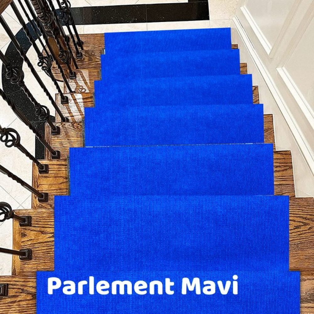 Beylini Merdiven Halısı, Halıfleks Basamak ve Merdiven Paspası Kaymaz Taban 5 Adet - Mavi - 22 x 60 cm Salon Halısı Fiyatı