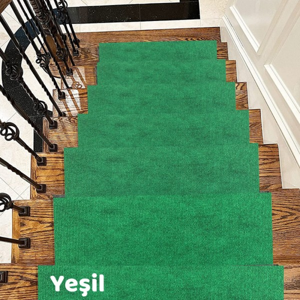 Beylini Merdiven Halısı, Halıfleks Basamak ve Merdiven Paspası Kaymaz Taban 5 Adet - Yeşil - 22 x 60 cm Salon Halısı Fiyatı