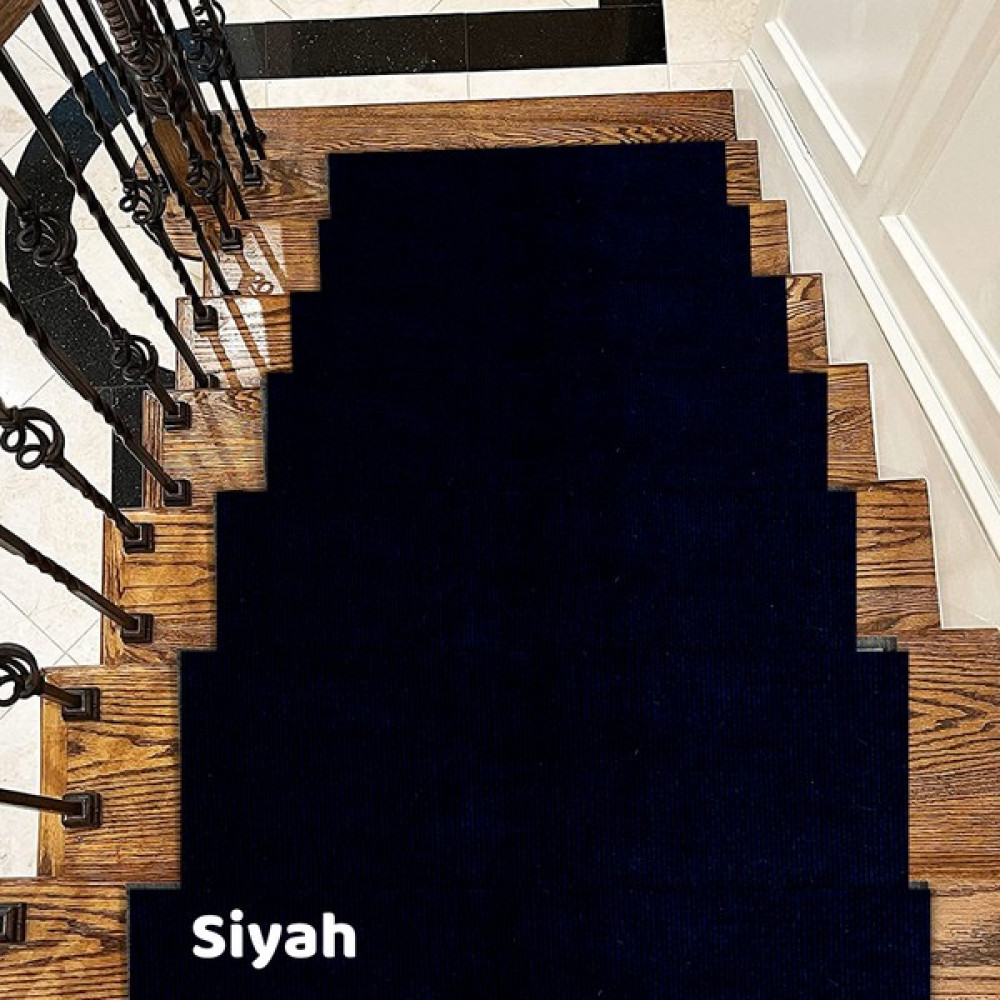 Beylini Merdiven Halısı, Halıfleks Basamak ve Merdiven Paspası Kaymaz Taban - Siyah - 22 x 60 cm Salon Halısı Fiyatı