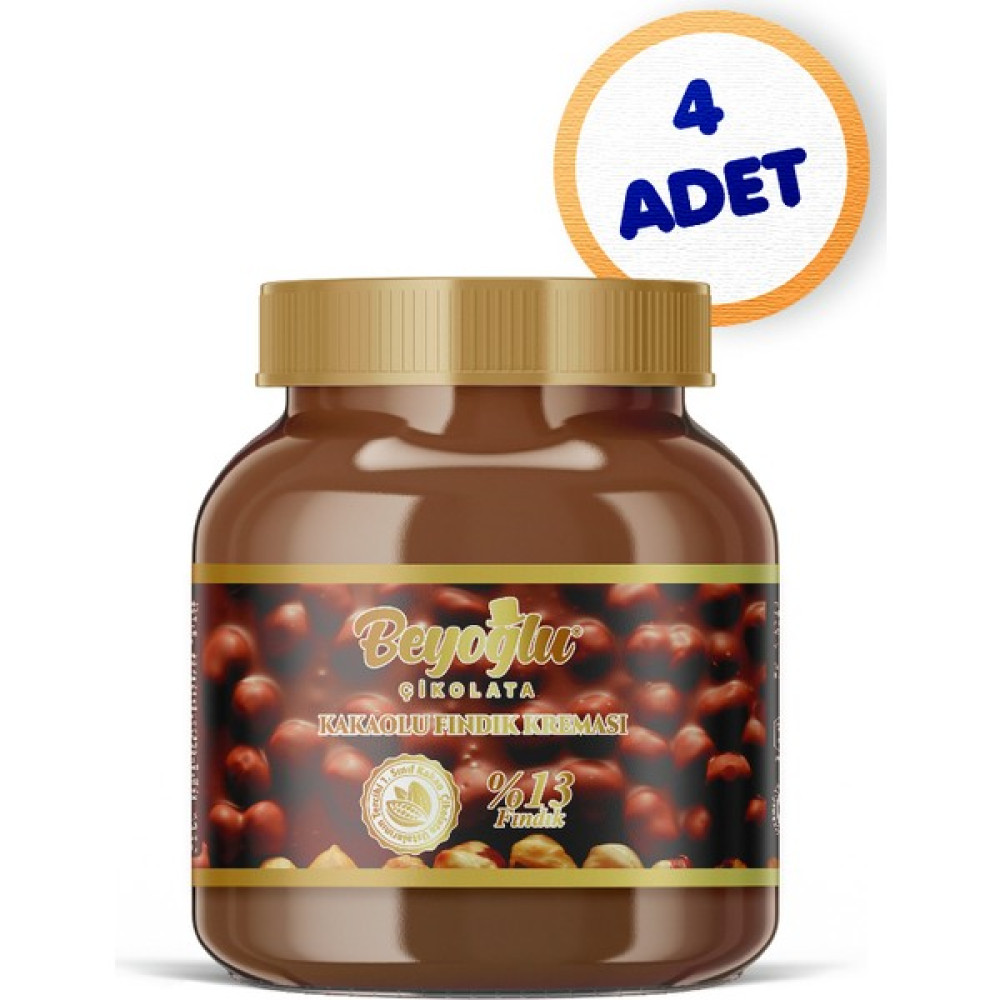 Beyoğlu %13 Fındıklı Krem Çikolata 350 GR.*4ADET Cam Kavanoz - 350 gr Diğer Fiyatı