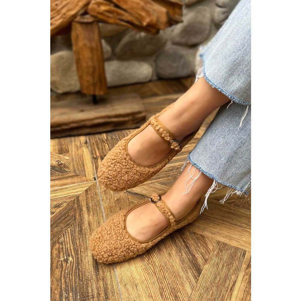 Beyond Kadın Vizon Mary Jane Teddy Peluş Tek Bant Günlük Balerin Babet 36 Beden Babetler Fiyatı