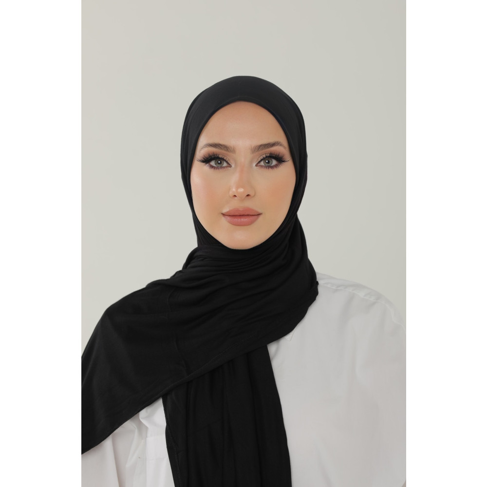 Beyzak Siyah Luxury Penye Şal - Kadın Tesettür Jersey Hijab Lycra Shawl 70 x 180 Beden Şal Fiyatı