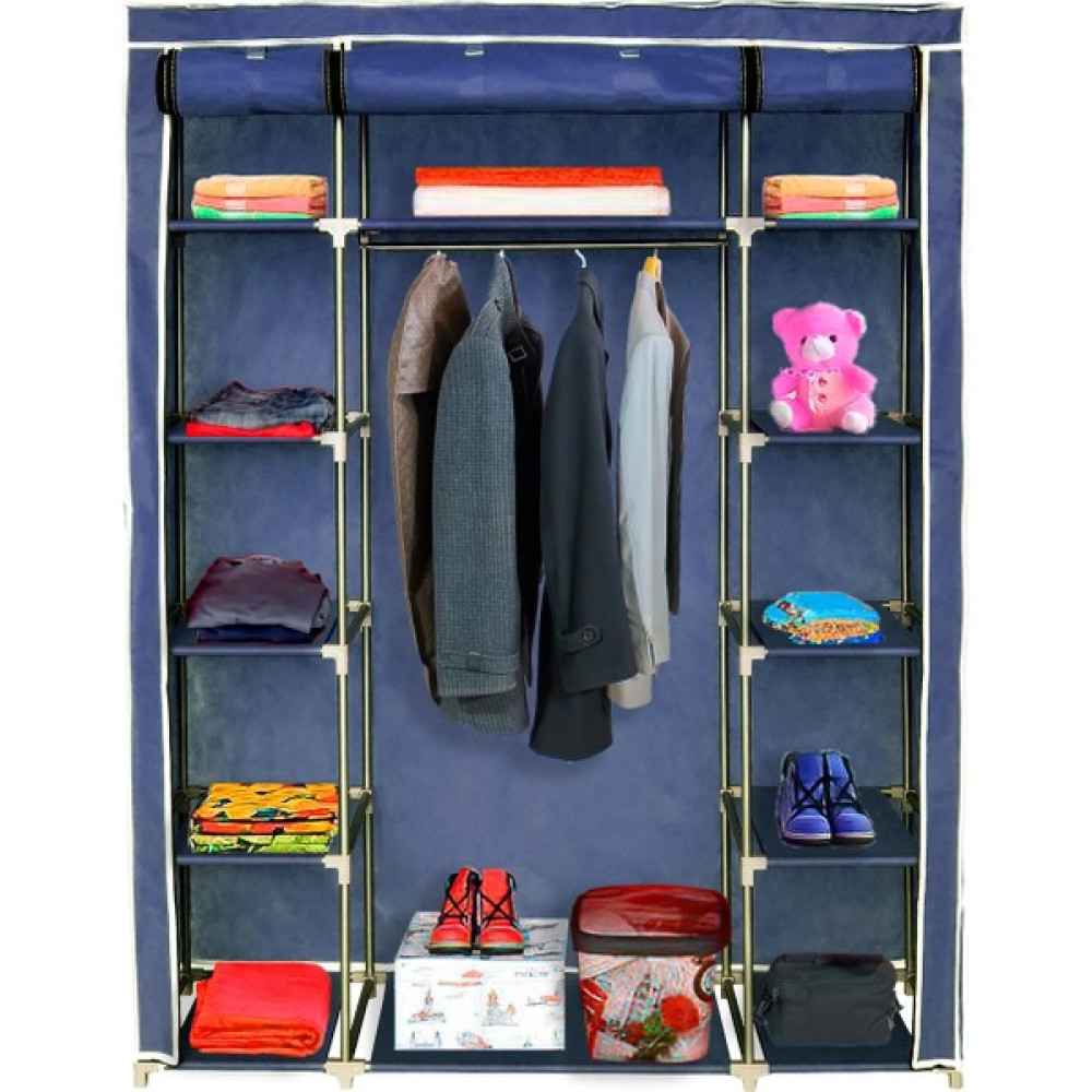 Bez Dolap Ruba Çelik Profilli 12 Raflı 130 cm Çift Yandan Raflı Portatif Dolap Lacivert Gardrop & Dolap Fiyatı