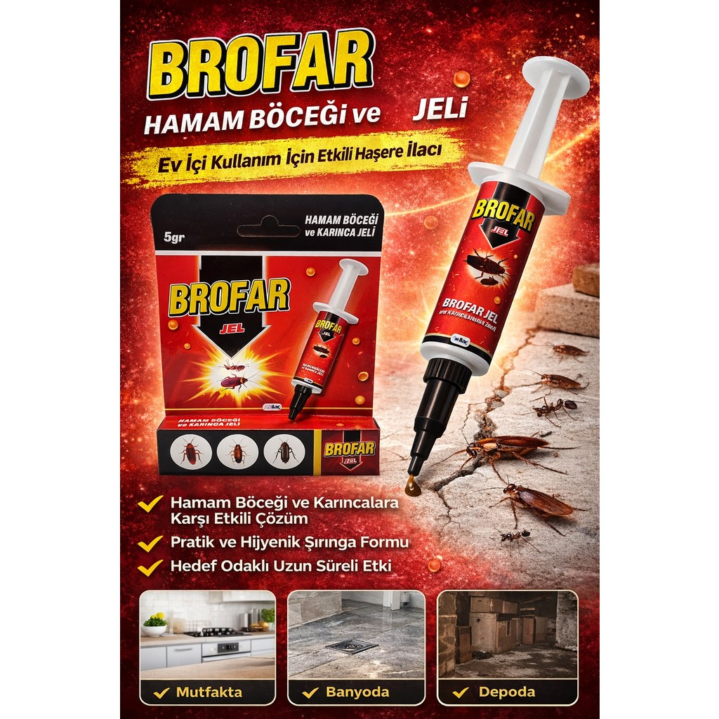 Bezos Brofar Jel Hamam Böceği ve Karınca Jeli 5 gr Etkili Haşere Ilacı Ev Içi Kullanım 1 Adet Diğer Fiyatı