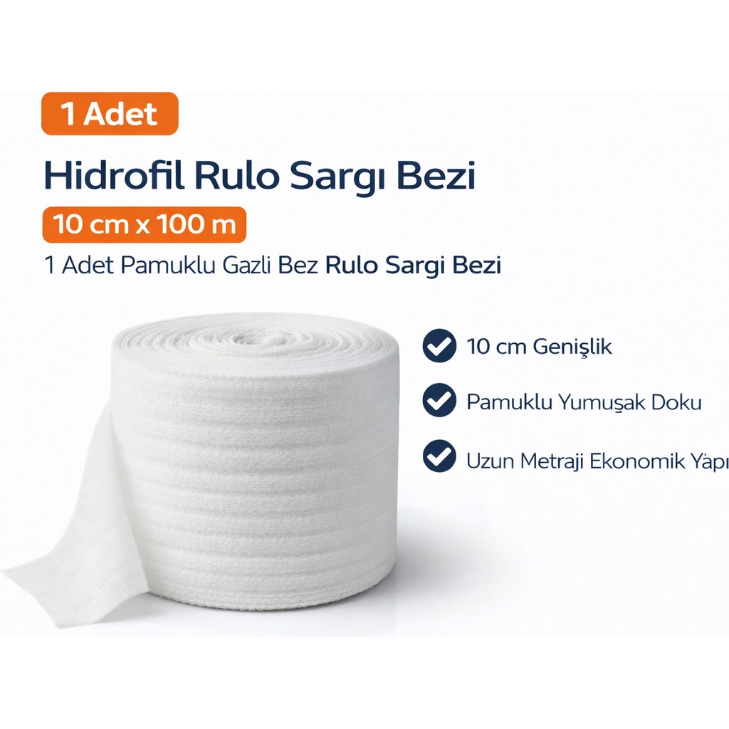 Bezos Hidrofil Rulo Sargı Bezi 10 cm x 100 M 1 Adet Pamuklu Gazlı Bez Rulo Sargı Bezi Diğer Fiyatı