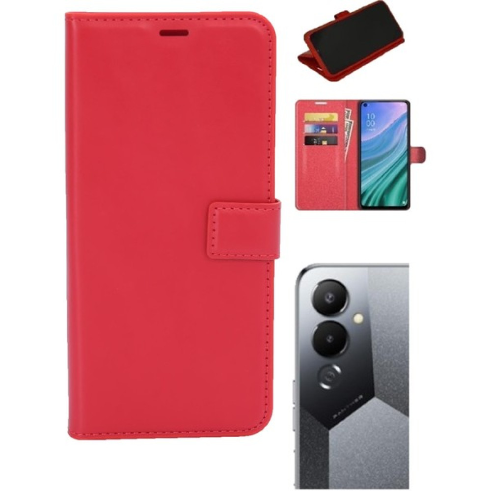 Bg Aksesuar Tecno Pova 4 Kamera Korumalı Cüzdanlı ve Kapaklı Kılıf - Kırmızı - Tecno Pova 4 / Tecno Pova Neo 4 Cep Telefonu Kılıfı Fiyatı