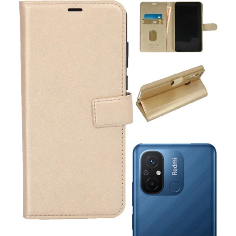 Bg Aksesuar Xiaomi Redmi 12C Kamera Korumalı Cüzdanlı ve Kapaklı Kılıf - Gold Cep Telefonu Kılıfı Fiyatı