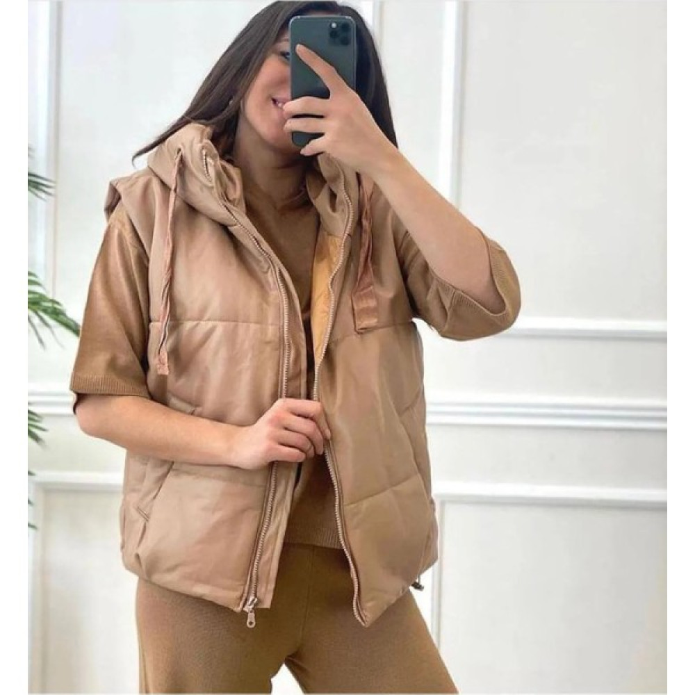 B&G Collection Deri Şişme Yelek Kahve Kadın Yelek Fiyatı