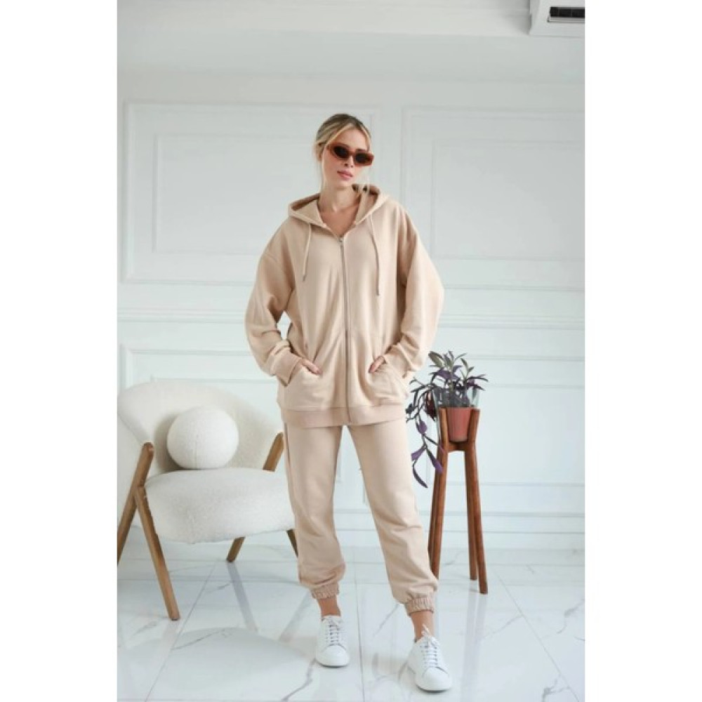 B&G Collection Fermuarlı Kapüşonlu Oversize Sweatshirt Bayan Sweatshirt Fiyatı