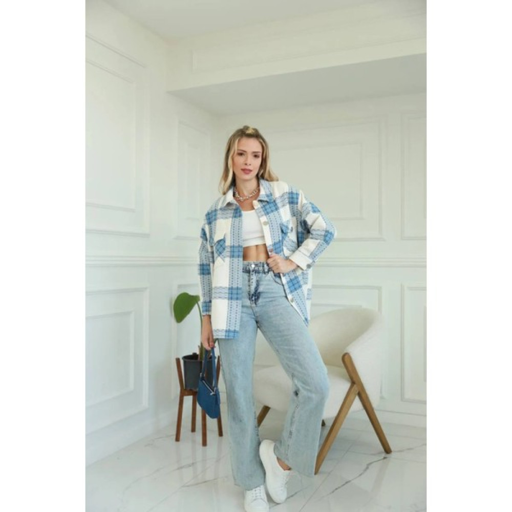 B&G Collection Oversize Ekoseli Gömlek Ceket Bayan Ceket Fiyatı