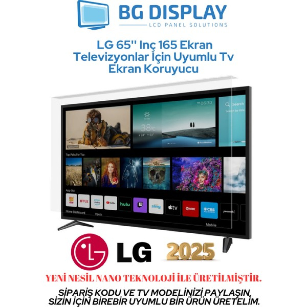 BG Display Lg 65'' Inç 165 Ekran Televizyonlar Için Uyumlu Tv Ekran Koruyucu - 65 inç TV Aksesuarları Fiyatı