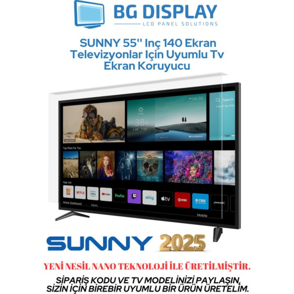 BG Display Sunny 55'' Inç 140 Ekran Televizyonlar Için Uyumlu Tv Ekran Koruyucu - 55 inç TV Aksesuarları Fiyatı