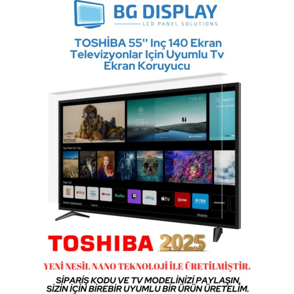 BG Display Toshıba 55'' Inç 140 Ekran Televizyonlar Için Uyumlu Tv Ekran Koruyucu - 55 inç Oto Boyaları Fiyatı